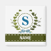 Fijne Ivy Wreath en Bow Name met Monogram S Magneet (Voorkant)