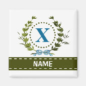 Fijne Ivy Wreath en Bow Name met Monogram X Magneet (Voorkant)