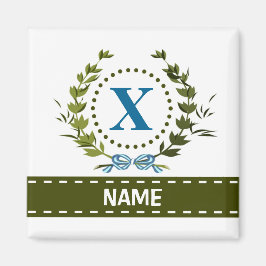 Fijne Ivy Wreath en Bow Name met Monogram X Magneet