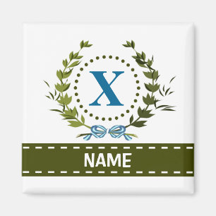 Fijne Ivy Wreath en Bow Name met Monogram X Magneet