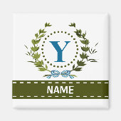 Fijne Ivy Wreath en Bow Name met Monogram Y Magneet (Voorkant)