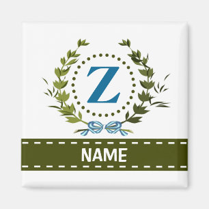 Fijne Ivy Wreath en Bow Name met Monogram Z Magneet