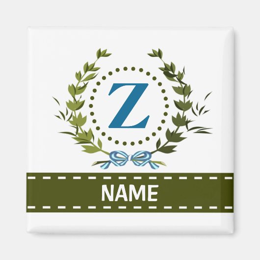 Fijne Ivy Wreath en Bow Name met Monogram Z Magneet (Voorkant)