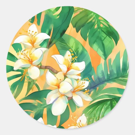 Fijne Jasmijnbloemen Ronde Sticker (Voorkant)