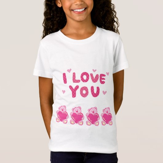 Fijne Jersey T-shirt voor meisjes "Ik hou van je" (Voorkant)