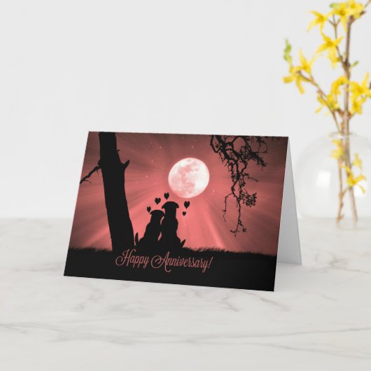 Fijne Jubileum Cute Puppy Love Dog Kaart (Gele Bloem)