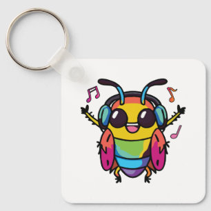 Fijne kakkerlak met koptelefoons die naar muziek l sleutelhanger