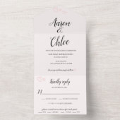 Fijne kalligrafie Alles in één trouw uitnodiging (Binnen)