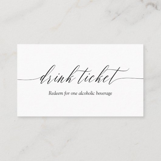 Fijne kalligrafie Foto Wedding Drink Ticket (Achterkant)