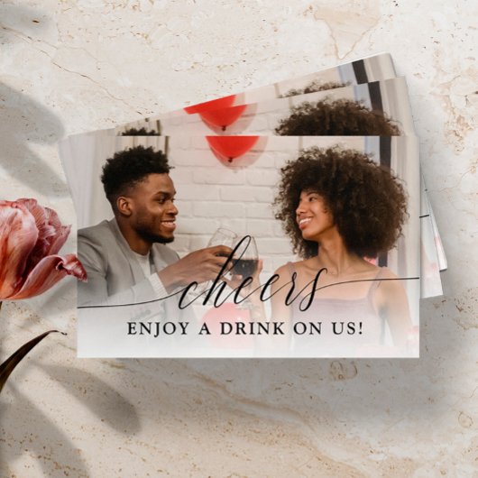 Fijne kalligrafie Foto Wedding Drink Ticket