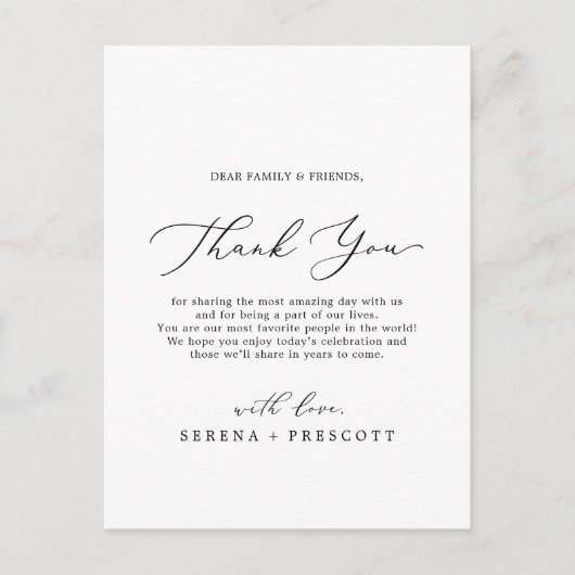 Fijne kalligrafie Hartelijk dank voor uw Kaart (Voorkant)