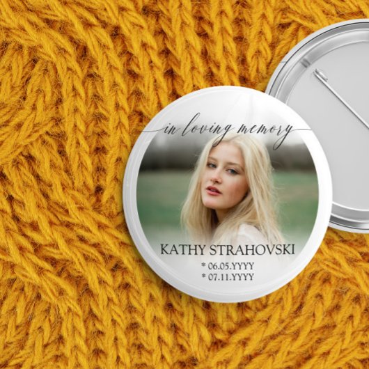 Fijne kalligrafie in het liefhebben van geheugenfo ronde button 5,7 cm