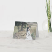 Fijne kalligrafie Lichte fotobedekking Bedankkaart (Voorkant)