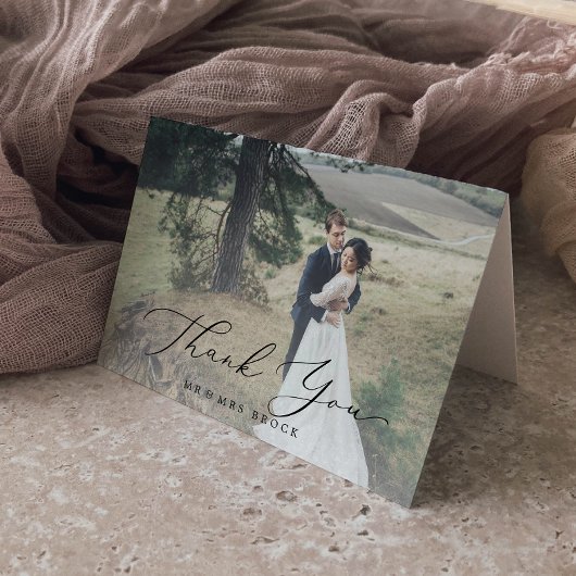 Fijne kalligrafie Lichte fotobedekking Bedankkaart