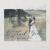 Fijne kalligrafie Lichte fotobedekking Dank u Briefkaart (Voorkant)