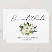 Fijne kalligrafie Liefde Bedankt Groene Bloemen (Voorkant / Achterkant)