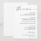 Fijne kalligrafie Moderne Romantische Bruiloft Menu (Voorkant / Achterkant)