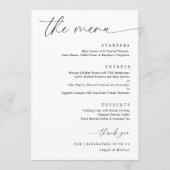 Fijne kalligrafie Moderne Romantische Bruiloft Menu (Voorkant)