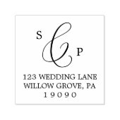 Fijne kalligrafie Monogram Weddenschap Zelfinktende Stempel (Design)