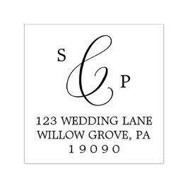Fijne kalligrafie Monogram Weddenschap Zelfinktende Stempel