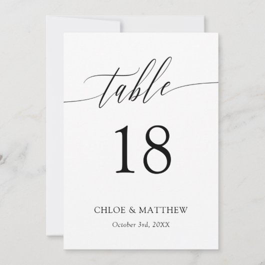 Fijne kalligrafie Namen en weddenschapsdatum Tabel (Achterkant)