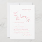 Fijne kalligrafie Perzikroze bruiloft Uitnodiging (Voorkant)