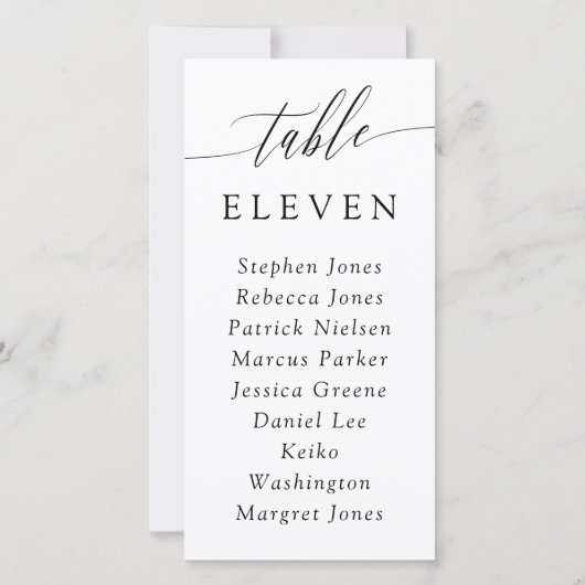 Fijne kalligrafie Tabelnummer gastnamen (Achterkant)