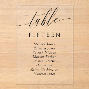 Fijne kalligrafie tafel plaatskaart
