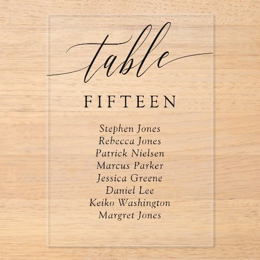 Fijne kalligrafie tafel plaatskaart (Voorkant)