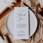 Fijne kalligrafie Thee Dank je wel Kaart ontvangen<br><div class="desc">Deze delicate kalligrafie-thee dank je een ontvangstkaart is perfect voor een moderne bruiloft. Het romantische, minimalistische design is voorzien van een mooie en elegante zwarte typografie op een witte achtergrond met een schone en eenvoudige look. Plaats deze kaarten bij de lijst die voor elk van uw gasten bij uw trouwontvangst...</div>