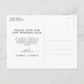 Fijne Kalligrafie Uitgestelde Bruiloft Aankondigingskaart (Achterkant)