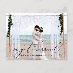 Fijne kalligrafie We zijn getrouwd Foto Briefkaart