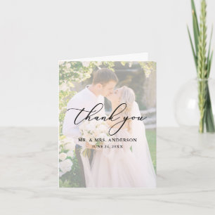 Fijne kalligrafie Weddenschap 2 Fotobedekking Opme Bedankkaart