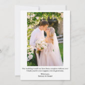 Fijne kalligrafie Weddenschap 2 Fotobekleding Bedankkaart (Achterkant)