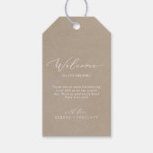 Fijne kalligrafie | Welkom Kraft Wedding Cadeaulabel (Voorkant)