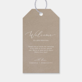 Fijne kalligrafie | Welkom Kraft Wedding Cadeaulabel