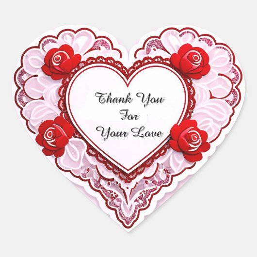 Fijne Kant Hartvormige Kaart Hart Sticker (Voorkant)