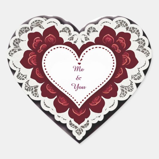 Fijne Kanten Hartkaart Hart Sticker (Voorkant)