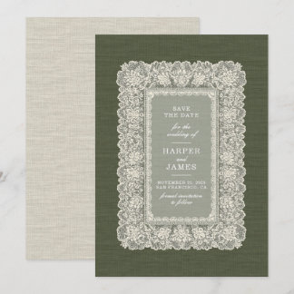 Fijne Kanten Save the Date-huwelijksuitnodiging  Kaart