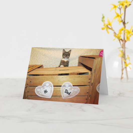 Fijne Kat Papa's Dag - Vaderdag Kaart (Gele Bloem)