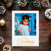 Fijne kerst 1 foto elegant script goud folie feestdagen briefkaart
