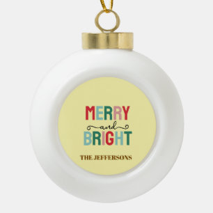 Fijne kerst en gelukkig nieuwjaar familie keramische bal ornament