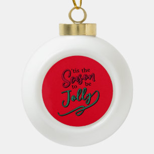 Fijne kerst en gelukkig nieuwjaar familie keramische bal ornament