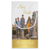 Fijne kerst en gouden kerstfoto's klein cadeauzakje (Achterkant)