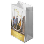 Fijne kerst en gouden kerstfoto's klein cadeauzakje (Voorkant Gekanteld)