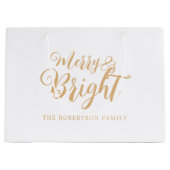 Fijne kerst en heldere kerstcadeautas groot cadeauzakje (Voorkant)