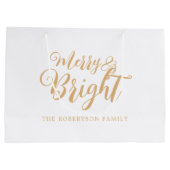 Fijne kerst en heldere kerstcadeautas groot cadeauzakje (Achterkant)