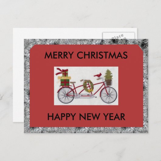 FIJNE KERST FIETS BRIEFKAART (Voorkant / Achterkant)