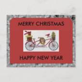 FIJNE KERST FIETS BRIEFKAART (Voorkant)