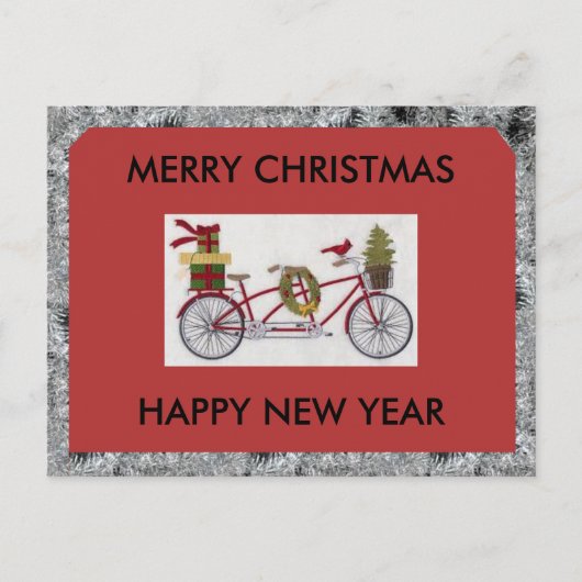 FIJNE KERST FIETS BRIEFKAART (Voorkant)